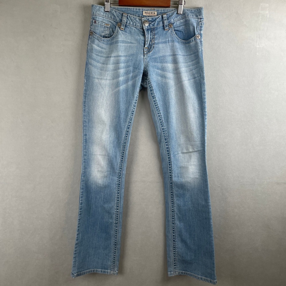 VTG Mek Denim Chicago Slim Bootcut Jeans Y2K Embellished Low Rise 27x34 (30x33)